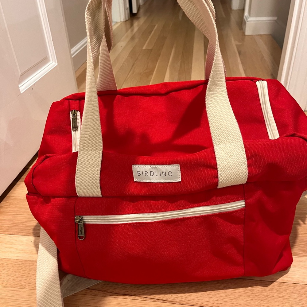 Red Tote Bag with Cream Accents - Picture 2 of 5